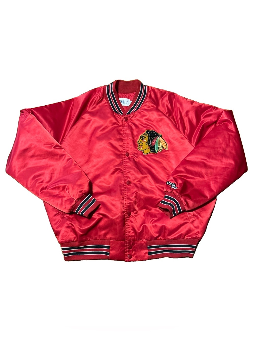 Chalk Line Chicago Blackhawks 90s Bomber Jacket Satin XL USA Embroidered Logo